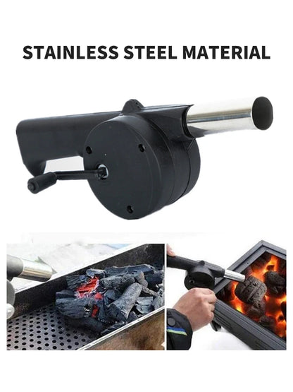 Manual Barbecue Blower – Portable Fire Starter & Hand Crank Charcoal Grill Fan - ZOOMNSTORE