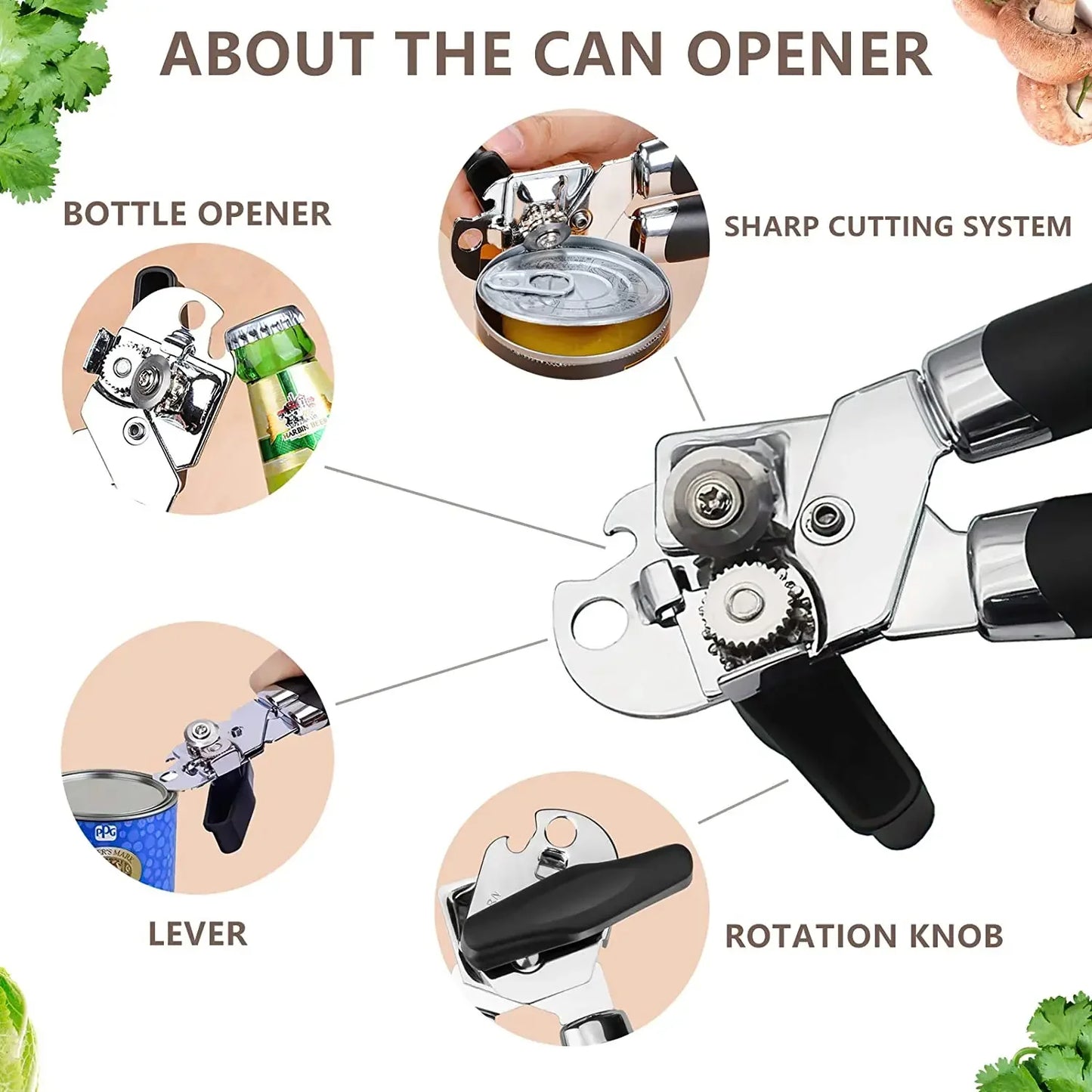 Stainless Steel Manual Can Opener - Multifunctional Kitchen Gadget  Bottle Opener - ZOOMNSTORE