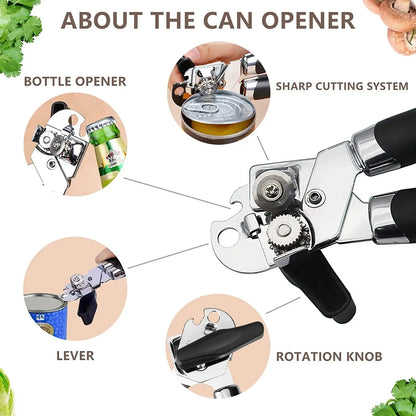 Stainless Steel Manual Can Opener - Multifunctional Kitchen Gadget  Bottle Opener - ZOOMNSTORE