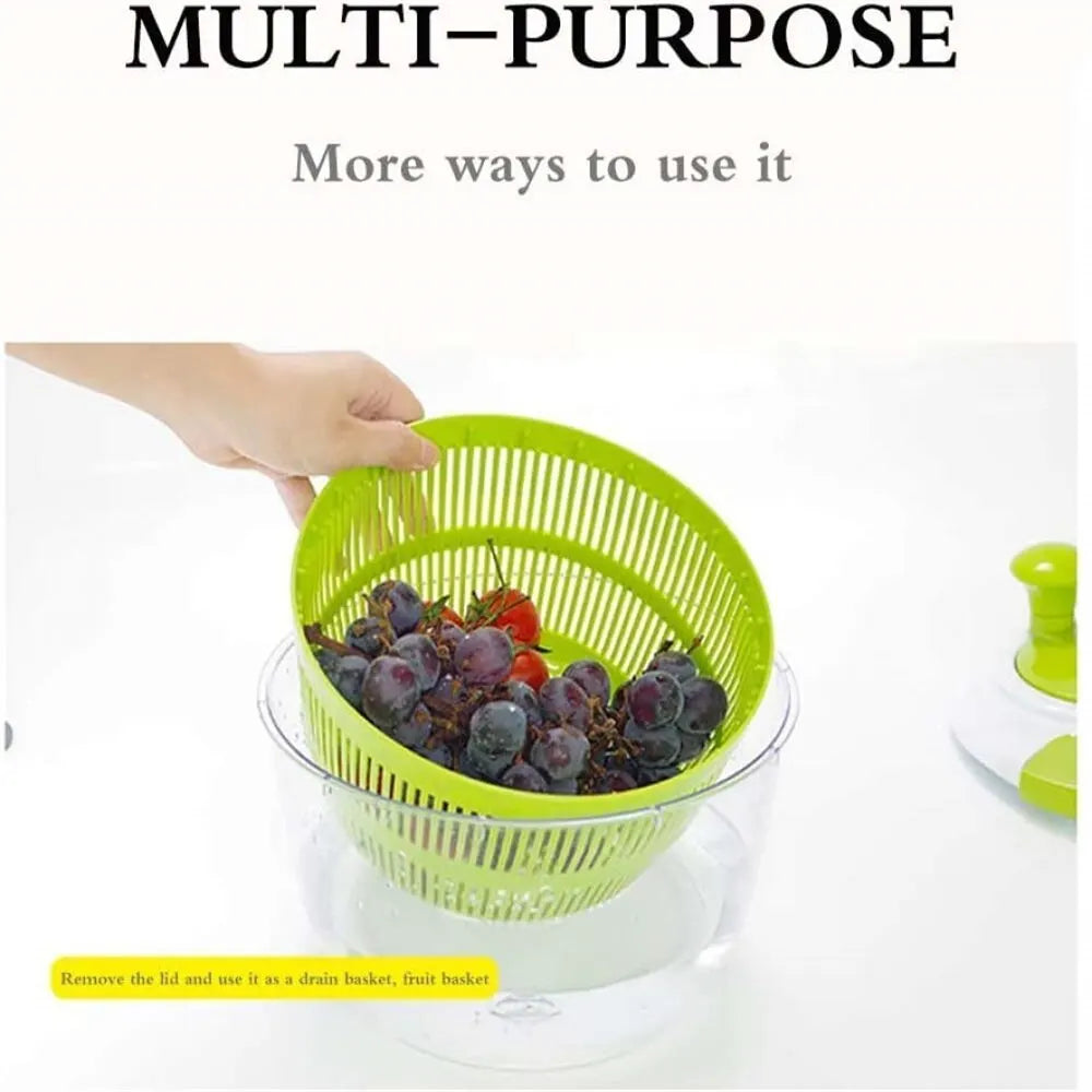 Manual Salad Spinner | Vegetable Dehydrator & Fruit Drying Basket | Anti Slip Salad Bowl Design - ZOOMNSTORE