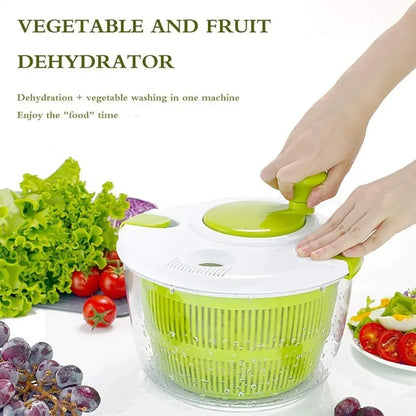 Manual Salad Spinner | Vegetable Dehydrator & Fruit Drying Basket | Anti Slip Salad Bowl Design - ZOOMNSTORE