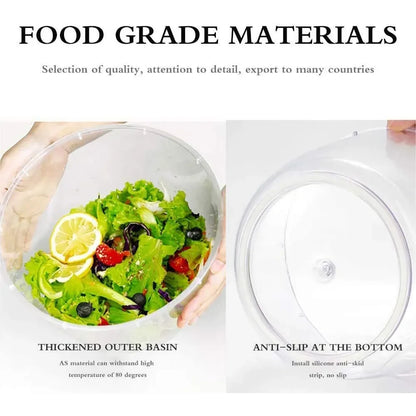 Manual Salad Spinner | Vegetable Dehydrator & Fruit Drying Basket | Anti Slip Salad Bowl Design - ZOOMNSTORE