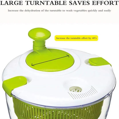 Manual Salad Spinner | Vegetable Dehydrator & Fruit Drying Basket | Anti Slip Salad Bowl Design - ZOOMNSTORE