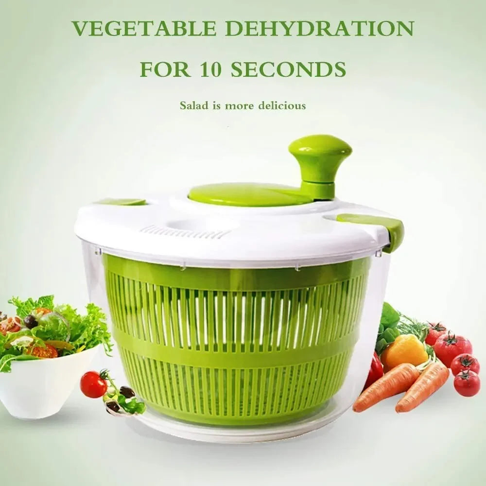 Manual Salad Spinner | Vegetable Dehydrator & Fruit Drying Basket | Anti Slip Salad Bowl Design - ZOOMNSTORE