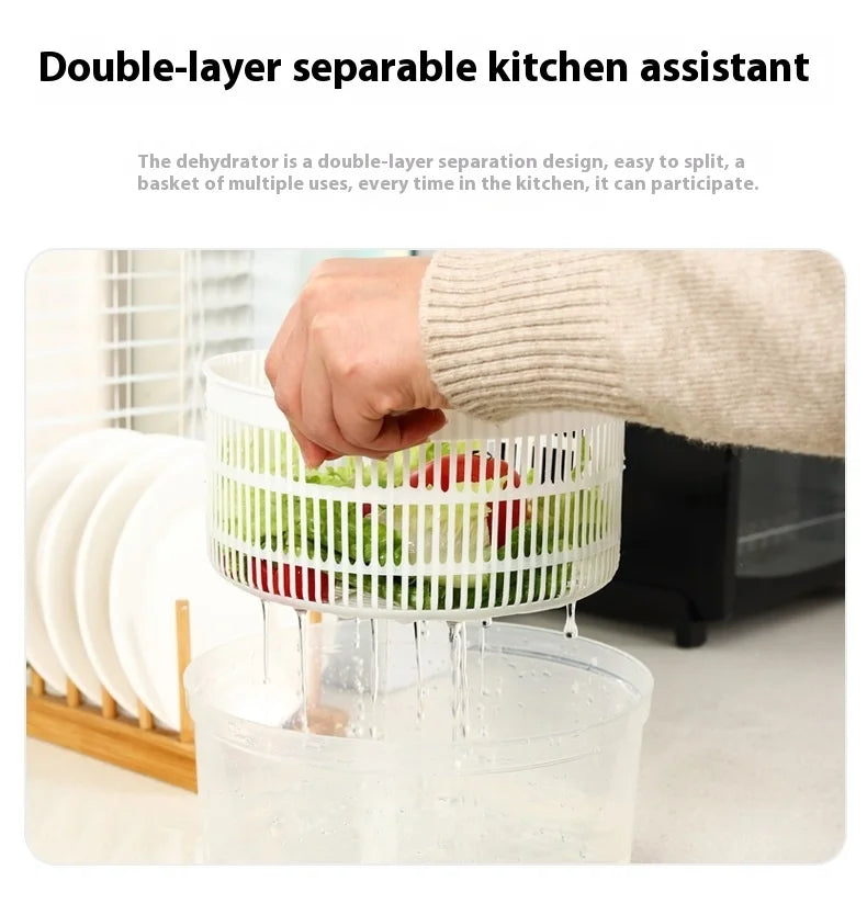 Vegetable Dehydrator  Salad Spinner - Manual Kitchen Gadget for Fruits  Lettuce - ZOOMNSTORE