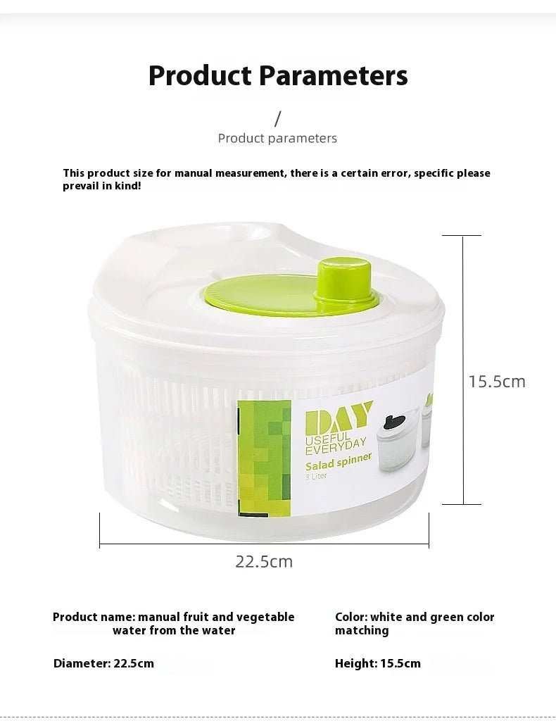 Vegetable Dehydrator  Salad Spinner - Manual Kitchen Gadget for Fruits  Lettuce - ZOOMNSTORE