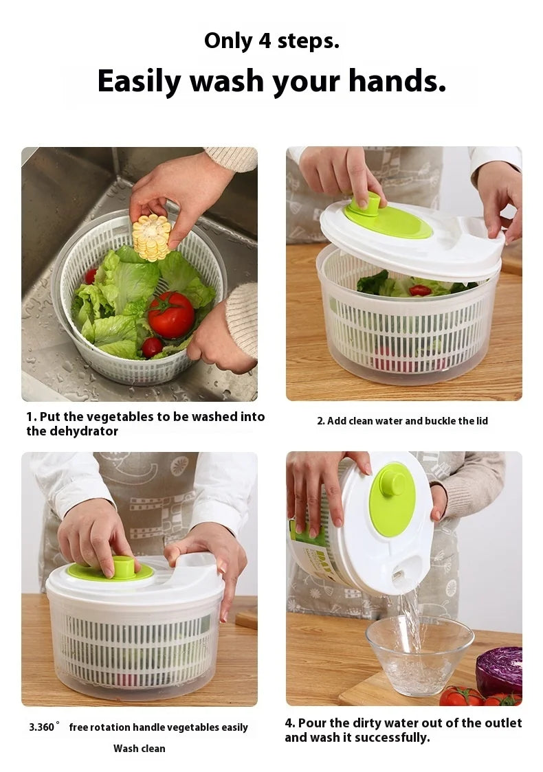 Vegetable Dehydrator  Salad Spinner - Manual Kitchen Gadget for Fruits  Lettuce - ZOOMNSTORE