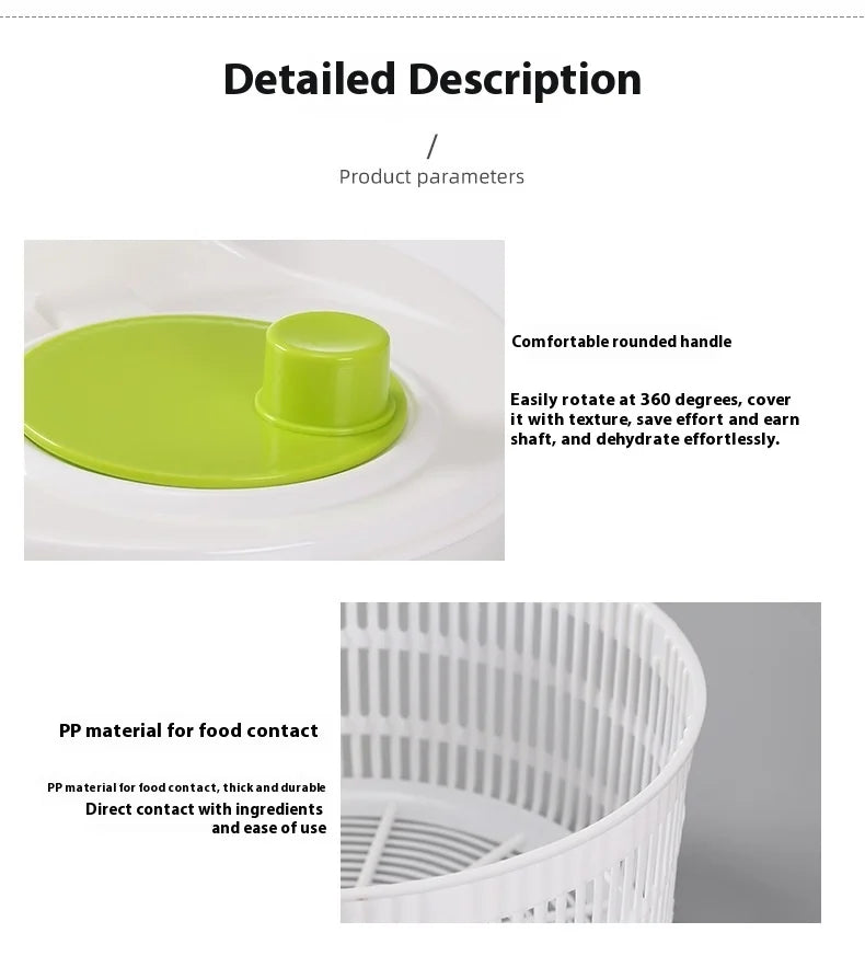 Vegetable Dehydrator  Salad Spinner - Manual Kitchen Gadget for Fruits  Lettuce - ZOOMNSTORE