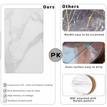 Modern Marble Nesting Tables - Set of 2 with Metal Base Gold Accent - ZOOMNSTORE