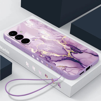 Colorful Marble Case for Samsung Galaxy S24 S23 S22 S21 S20 FE A Series - Lanyard Cover - ZOOMNSTORE
