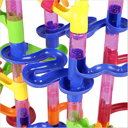 Marble Run Race Track - DIY Marble Run Set With Kids Building Blocks & Ball Roll Coaster - ZOOMNSTORE