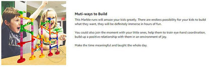 Marble Run Race Track - DIY Marble Run Set With Kids Building Blocks & Ball Roll Coaster - ZOOMNSTORE