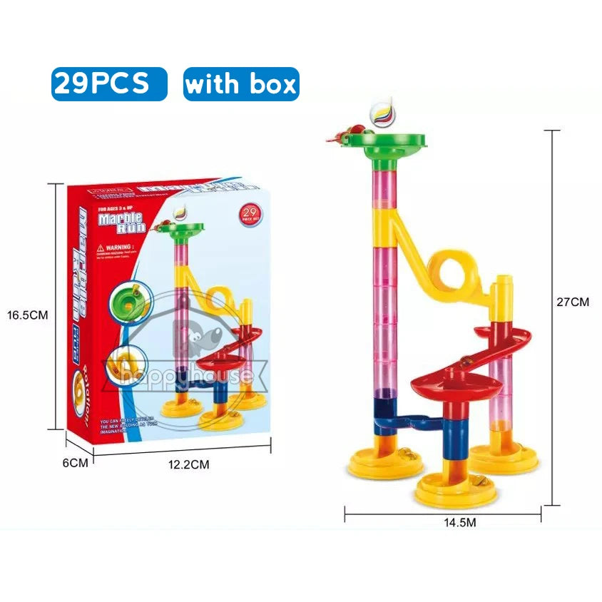 Marble Run Race Track - DIY Marble Run Set With Kids Building Blocks & Ball Roll Coaster - ZOOMNSTORE