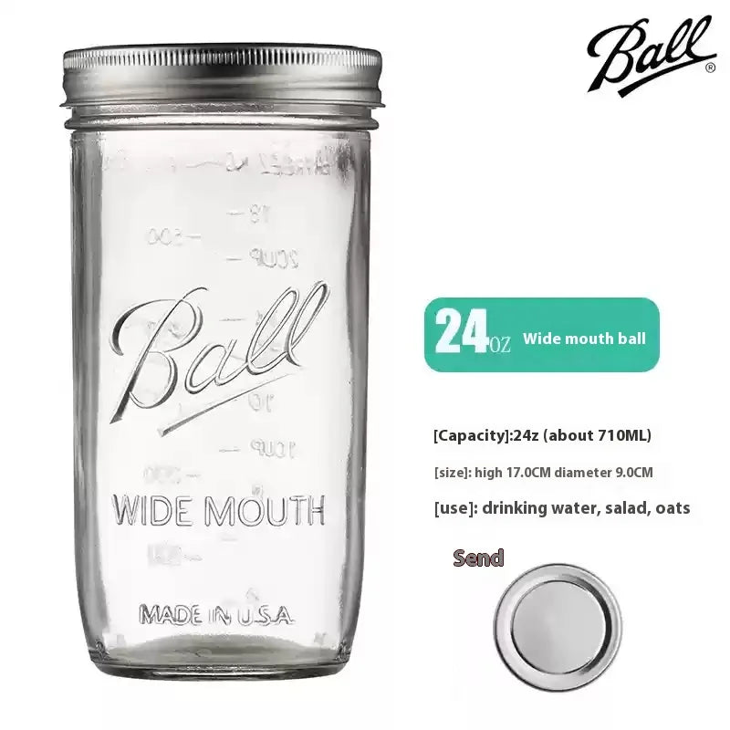 American Mason Jar Glass Transparent Oat-Sealed Beverage Cup Durable Kitchen Storage Container for Milk Shake & Juice - ZOOMNSTORE