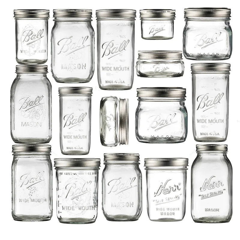 American Mason Jar Glass Transparent Oat-Sealed Beverage Cup Durable Kitchen Storage Container for Milk Shake & Juice - ZOOMNSTORE