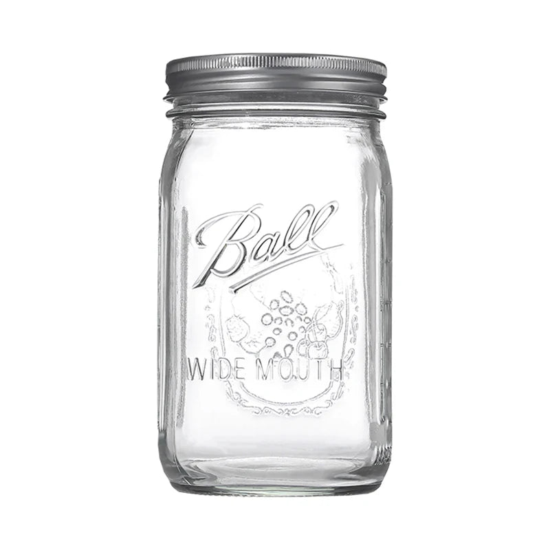 American Mason Jar Glass Transparent Oat-Sealed Beverage Cup Durable Kitchen Storage Container for Milk Shake & Juice - ZOOMNSTORE