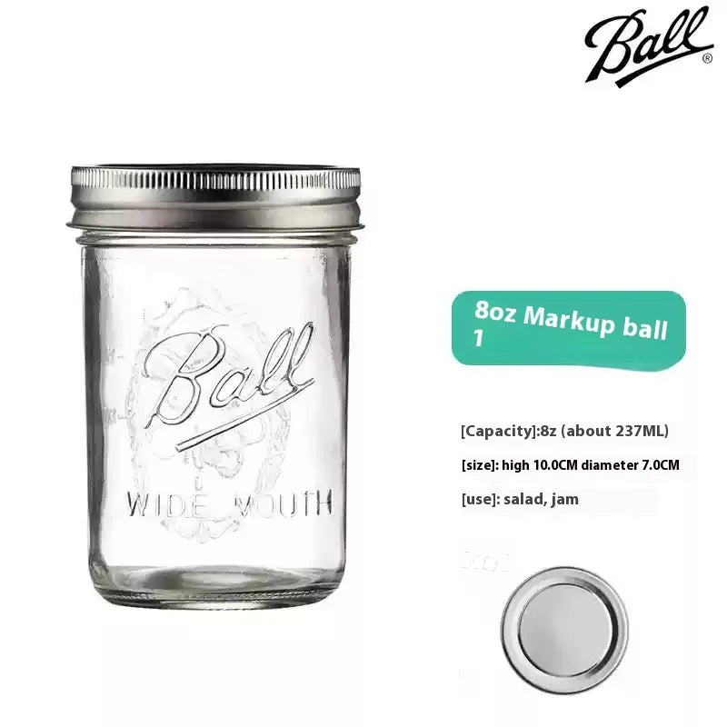 American Mason Jar Glass Transparent Oat-Sealed Beverage Cup Durable Kitchen Storage Container for Milk Shake & Juice - ZOOMNSTORE