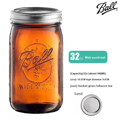 American Mason Jar Glass Transparent Oat-Sealed Beverage Cup Durable Kitchen Storage Container for Milk Shake & Juice - ZOOMNSTORE