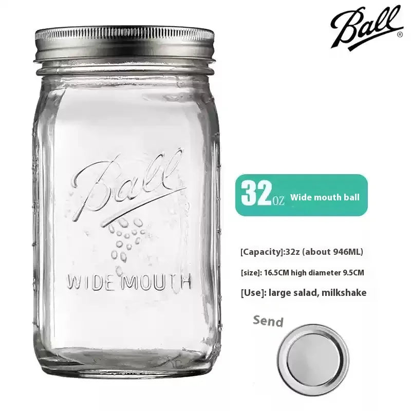 American Mason Jar Glass Transparent Oat-Sealed Beverage Cup Durable Kitchen Storage Container for Milk Shake & Juice - ZOOMNSTORE