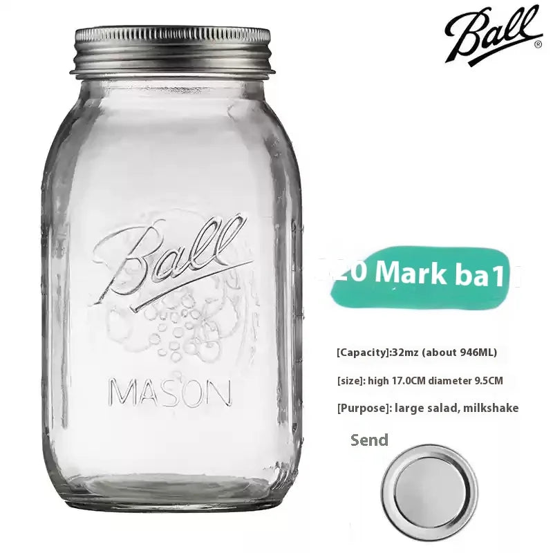 American Mason Jar Glass Transparent Oat-Sealed Beverage Cup Durable Kitchen Storage Container for Milk Shake & Juice - ZOOMNSTORE