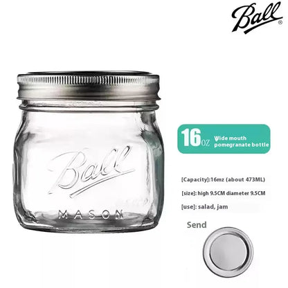 American Mason Jar Glass Transparent Oat-Sealed Beverage Cup Durable Kitchen Storage Container for Milk Shake & Juice - ZOOMNSTORE