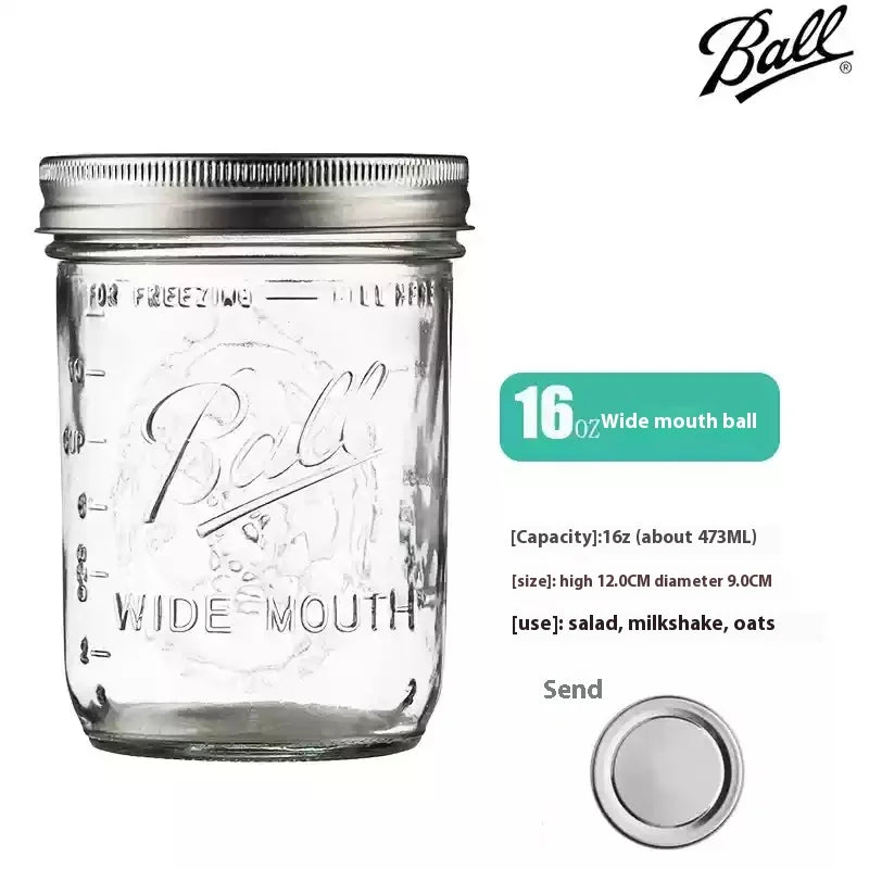American Mason Jar Glass Transparent Oat-Sealed Beverage Cup Durable Kitchen Storage Container for Milk Shake & Juice - ZOOMNSTORE
