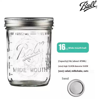 American Mason Jar Glass Transparent Oat-Sealed Beverage Cup Durable Kitchen Storage Container for Milk Shake & Juice - ZOOMNSTORE