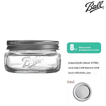 American Mason Jar Glass Transparent Oat-Sealed Beverage Cup Durable Kitchen Storage Container for Milk Shake & Juice - ZOOMNSTORE