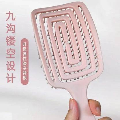 Massage Comb - Elastic Hollow Out Hair Styling Detangler & Scalp Brush Tool - ZOOMNSTORE