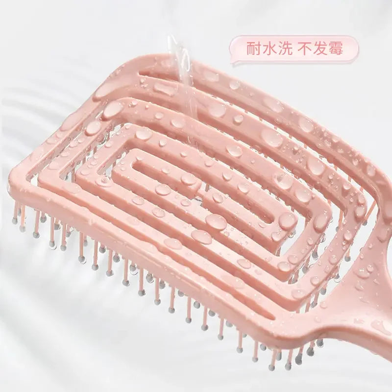 Massage Comb - Elastic Hollow Out Hair Styling Detangler & Scalp Brush Tool - ZOOMNSTORE