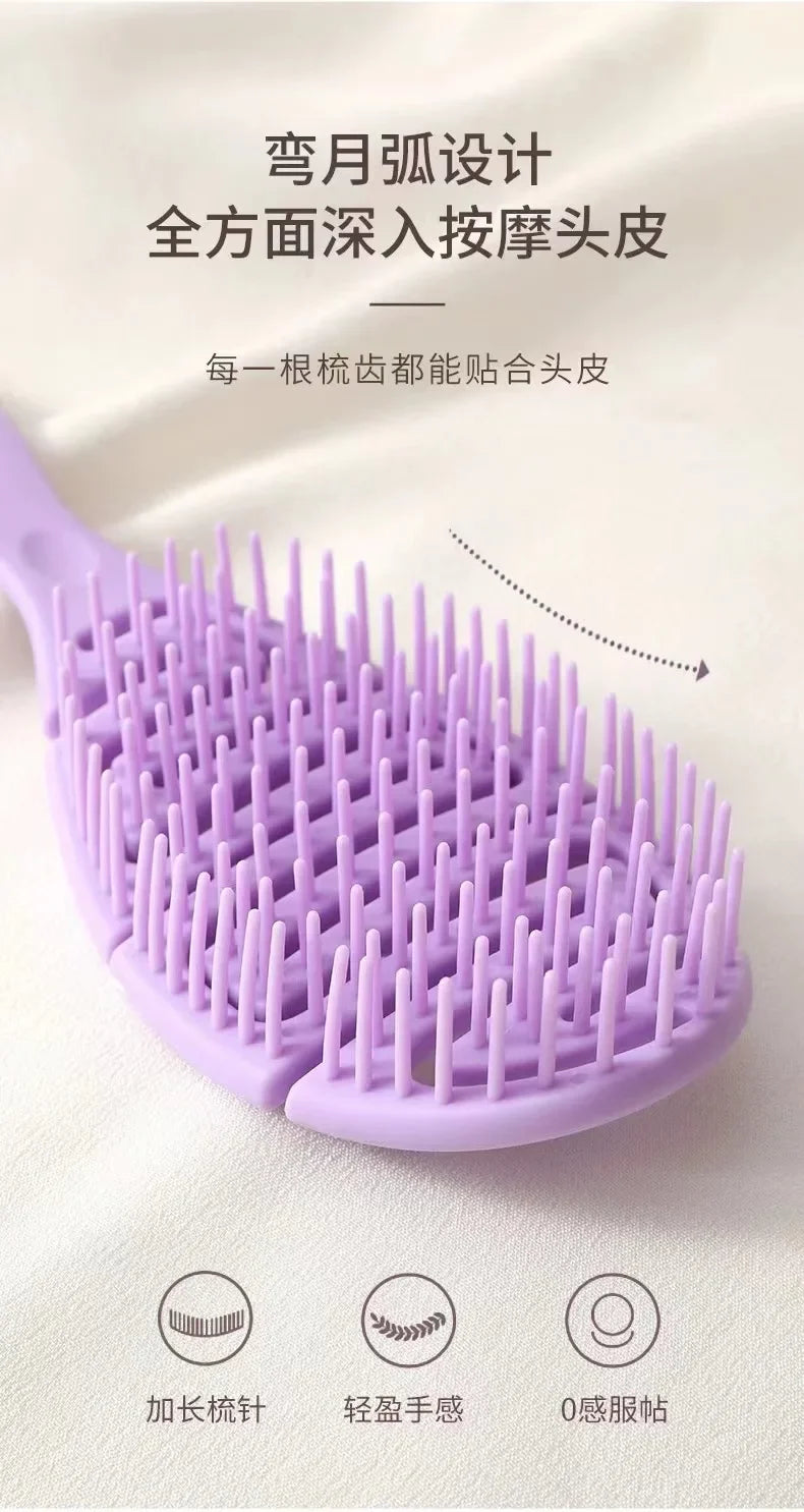 Massage Comb - Elastic Hollow Out Hair Styling Detangler & Scalp Brush Tool - ZOOMNSTORE