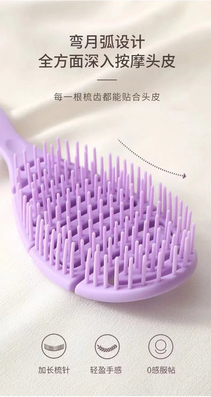 Massage Comb - Elastic Hollow Out Hair Styling Detangler & Scalp Brush Tool - ZOOMNSTORE