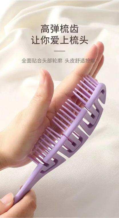 Massage Comb - Elastic Hollow Out Hair Styling Detangler & Scalp Brush Tool - ZOOMNSTORE