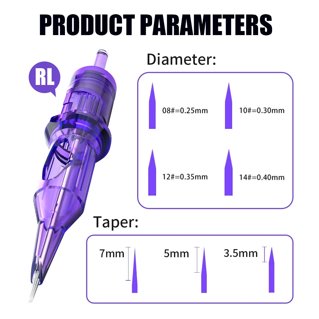 Mast Pro Tattoo Cartridges - Disposable Round Liner Needles 018-040mm - ZOOMNSTORE
