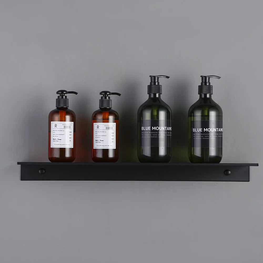 Matt Black Wall Shelf - Modern Bathroom Shelves | Corner Storage Rack 30-50cm - ZOOMNSTORE