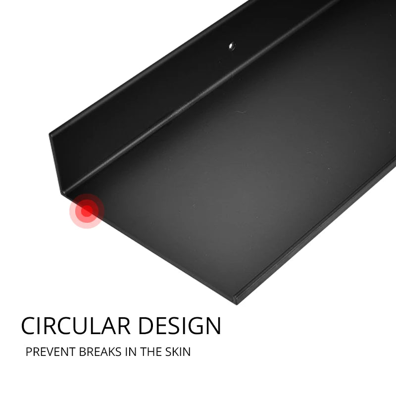 Matt Black Wall Shelf - Modern Bathroom Shelves | Corner Storage Rack 30-50cm - ZOOMNSTORE