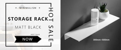 Matt Black Wall Shelf - Modern Bathroom Shelves | Corner Storage Rack 30-50cm - ZOOMNSTORE