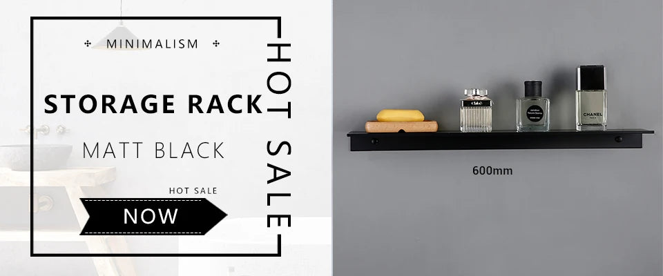 Matt Black Wall Shelf - Modern Bathroom Shelves | Corner Storage Rack 30-50cm - ZOOMNSTORE