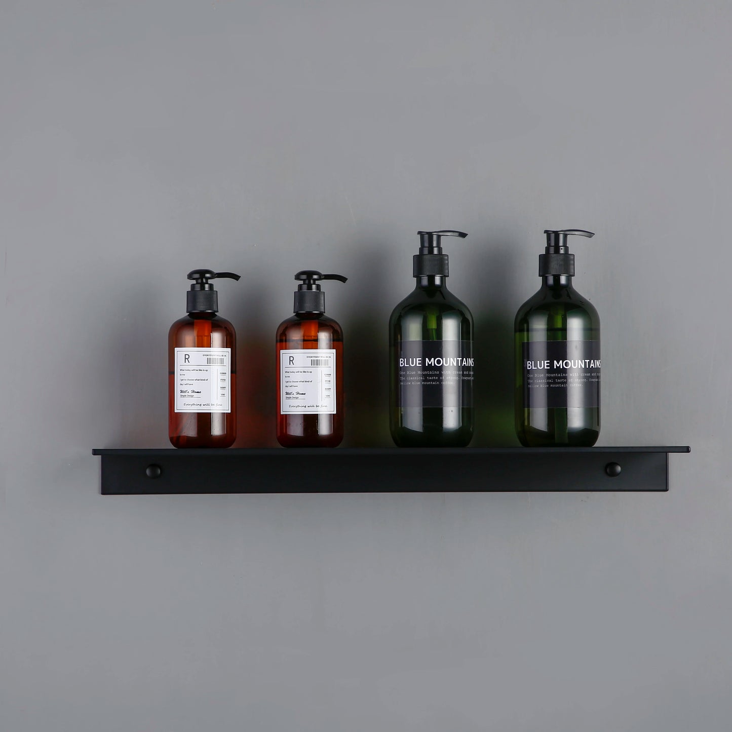 Matt Black Wall Shelf - Modern Bathroom Shelves | Corner Storage Rack 30-50cm - ZOOMNSTORE