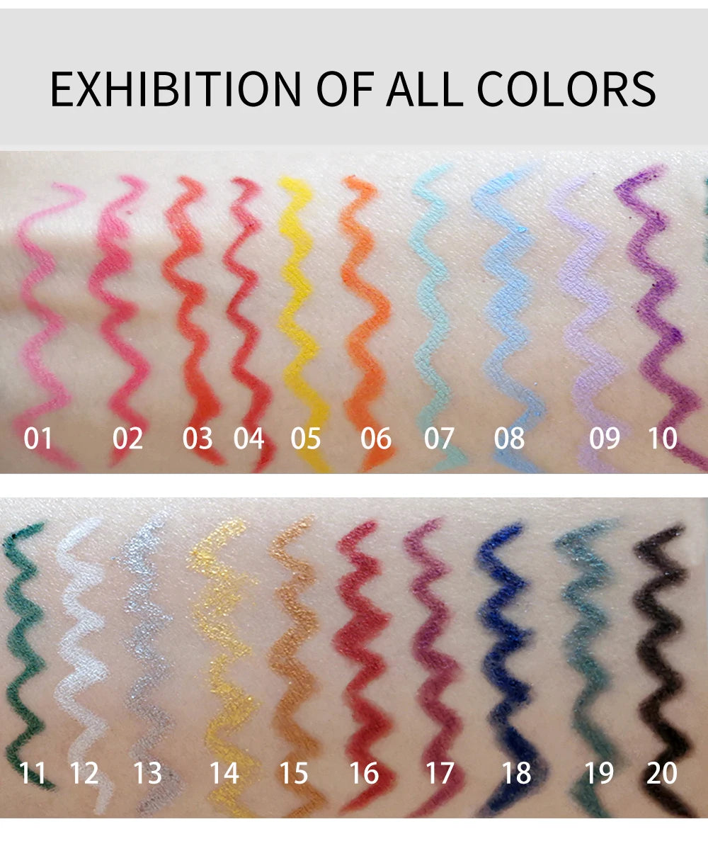Matte Eyeliner Pencil - Waterproof Gel Pencil With 20 Colorful Shades | Long Lasting, Quick Dry - ZOOMNSTORE