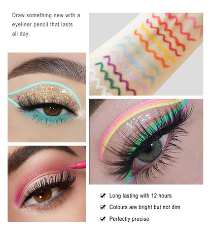 Matte Eyeliner Pencil - Waterproof Gel Pencil With 20 Colorful Shades | Long Lasting, Quick Dry - ZOOMNSTORE
