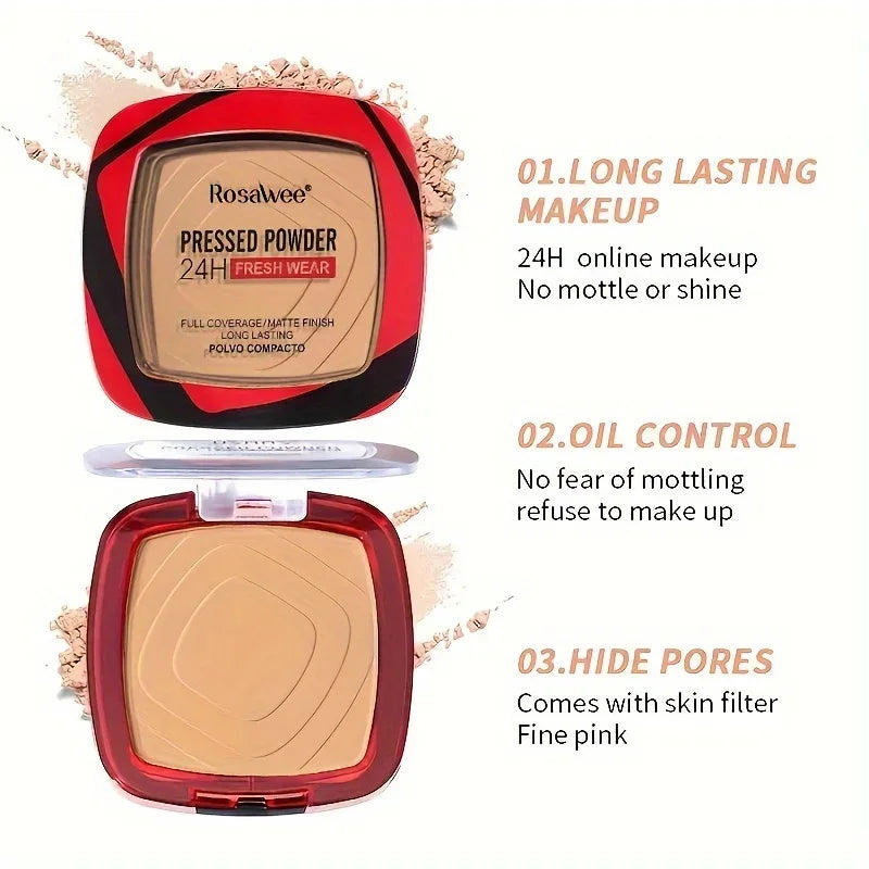 Matte Full Coverage Pressed Powder Foundation - 24H Weightless Finish with Puff Applicator - ZOOMNSTORE