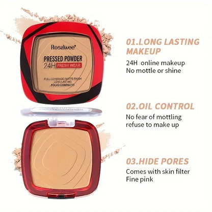 Matte Full Coverage Pressed Powder Foundation - 24H Weightless Finish with Puff Applicator - ZOOMNSTORE