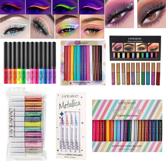 Matte Glitter Eyeliner Kit - Waterproof Colorful Metallic Eye Liner Set - ZOOMNSTORE