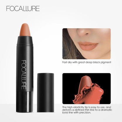 Focallure Matte Lipstick - Waterproof Soft Texture Lip Makeup in 19 Colors - ZOOMNSTORE