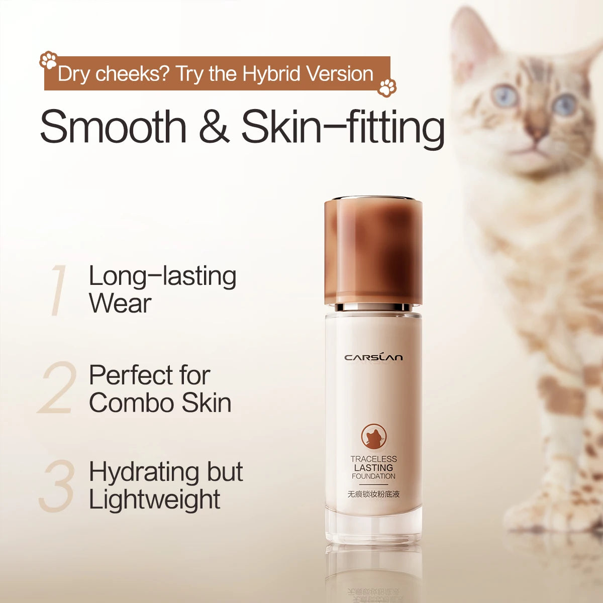 CARSLAN Full Coverage Matte Liquid Foundation - Long-lasting Moisture Concealer Oil Control Face Makeup - ZOOMNSTORE