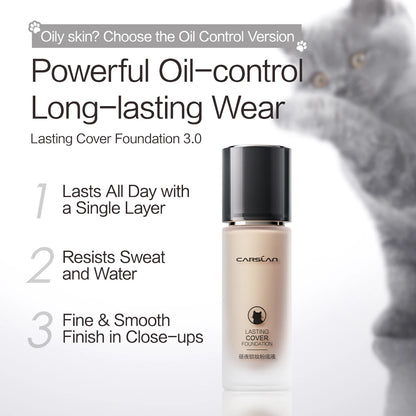 CARSLAN Full Coverage Matte Liquid Foundation - Long-lasting Moisture Concealer Oil Control Face Makeup - ZOOMNSTORE