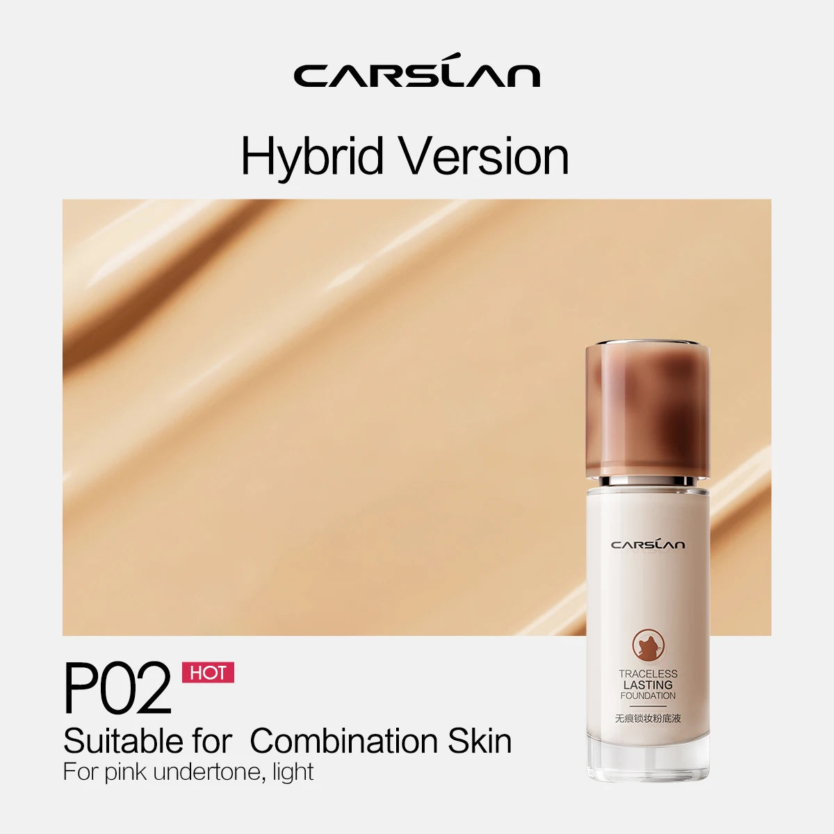 CARSLAN Full Coverage Matte Liquid Foundation - Long-lasting Moisture Concealer Oil Control Face Makeup - ZOOMNSTORE