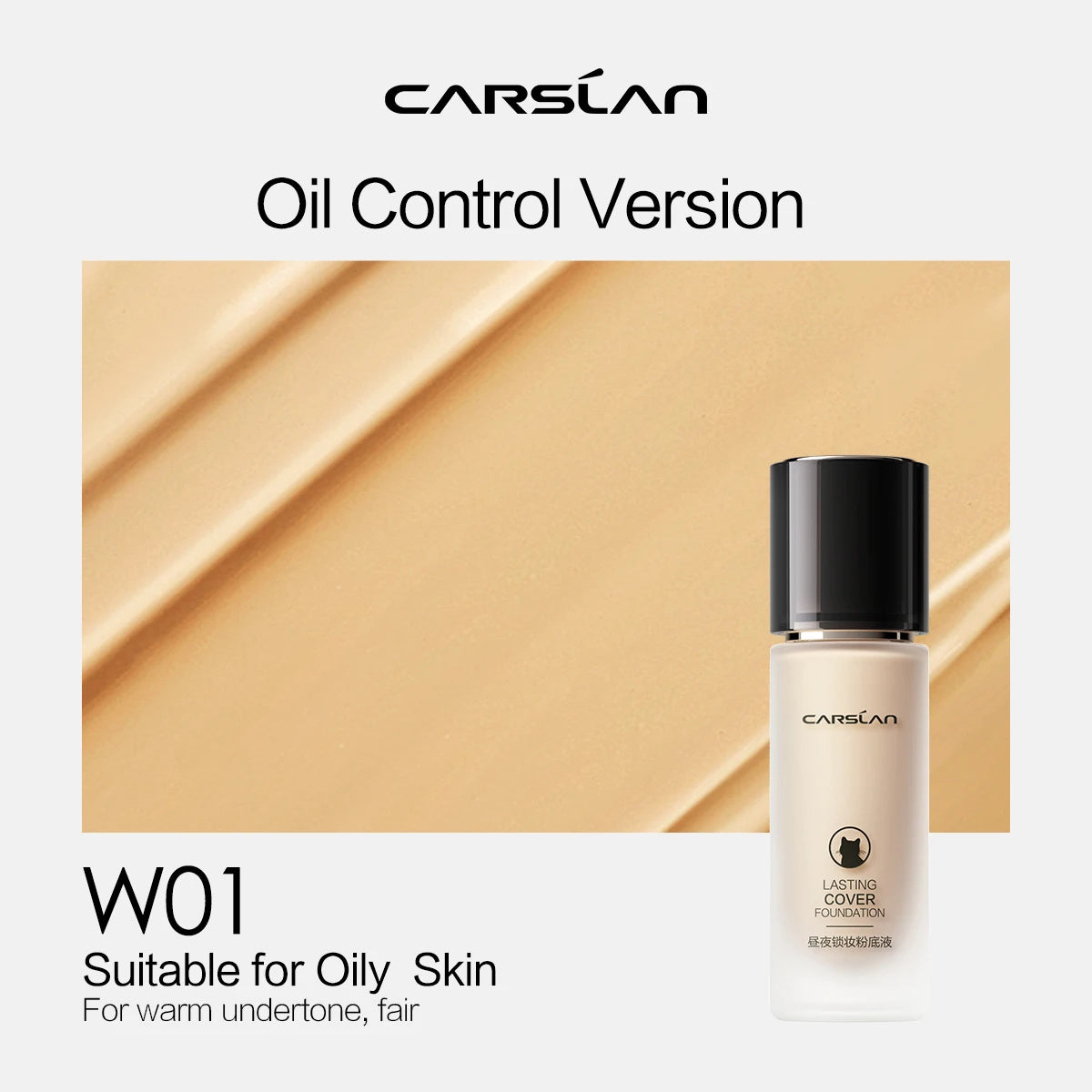 CARSLAN Full Coverage Matte Liquid Foundation - Long-lasting Moisture Concealer Oil Control Face Makeup - ZOOMNSTORE