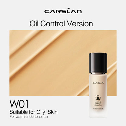 CARSLAN Full Coverage Matte Liquid Foundation - Long-lasting Moisture Concealer Oil Control Face Makeup - ZOOMNSTORE